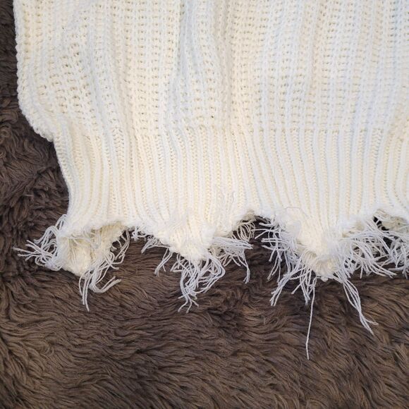 MAIN STRIP Chunky Grunge Distressed Raw Edge Sweater Size Large Oversized - Picture 2 of 4